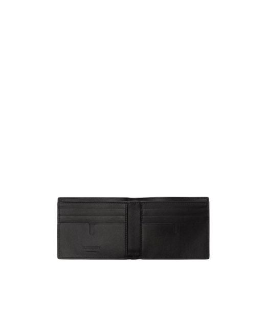 Burberry Black City Check Slim Bifold Wallet for men