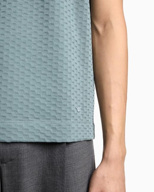Emporio Armani Blue Textured T-Shirt for men