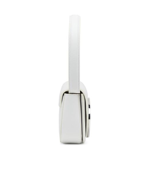 DIESEL White 1Dr Logo Plaque Shoulder Bag