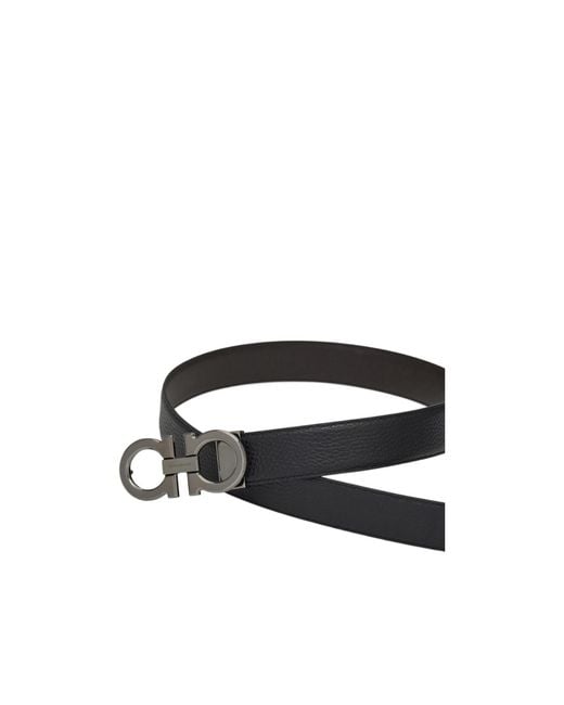 Ferragamo Black Ferragamo Reversible Belt Set for men