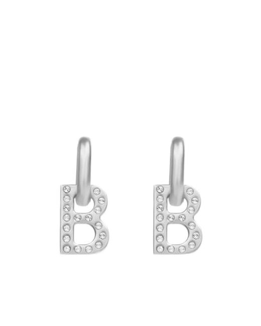 Balenciaga White B Chain Xs Earrings