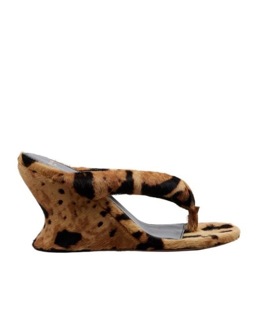 Balenciaga Brown Gaeta Calf Hair Wedge Thong Sandals