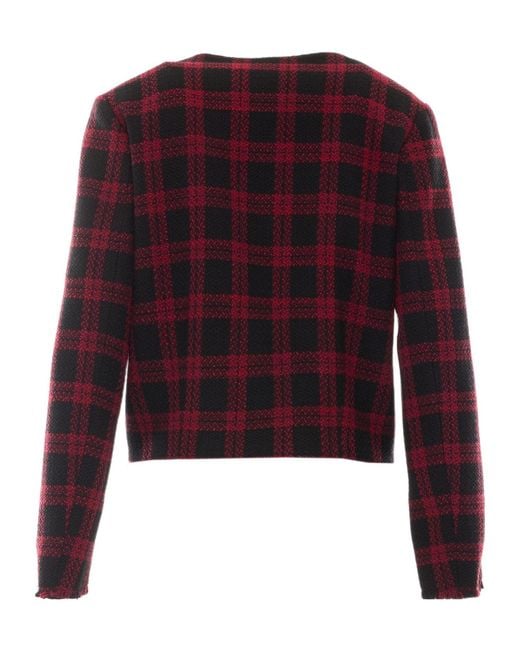 Pinko Red Checked Tweed Jacket
