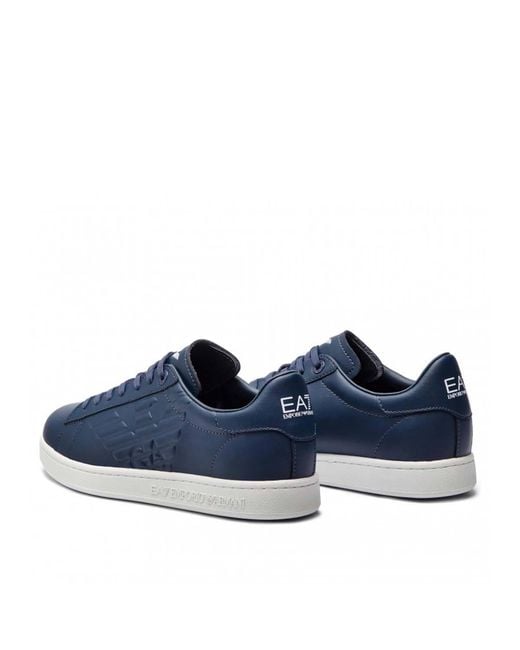 EA7 Blue Logo Embossed Classic Cc Sneakers for men