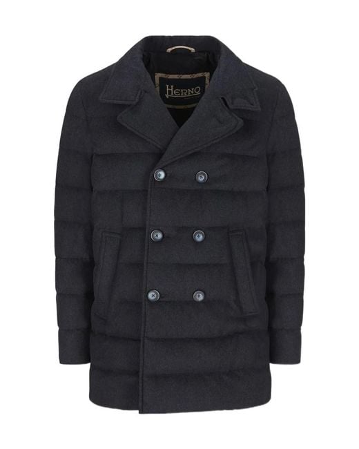 Herno Blue Double Breasted Padded Coat for men