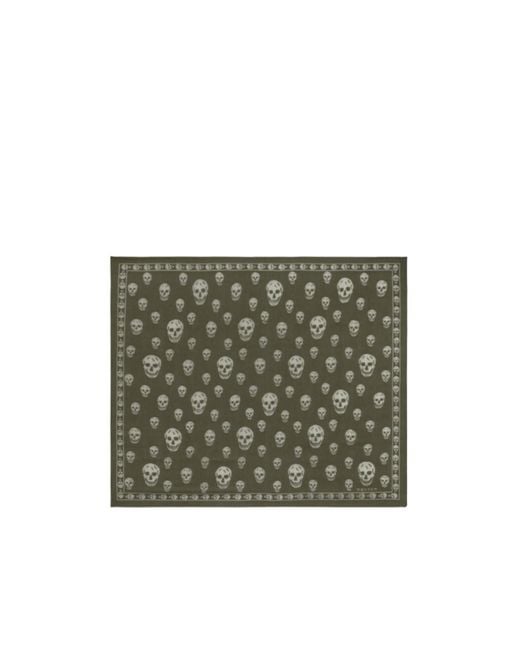 McQueen Green Skull Print Scarf