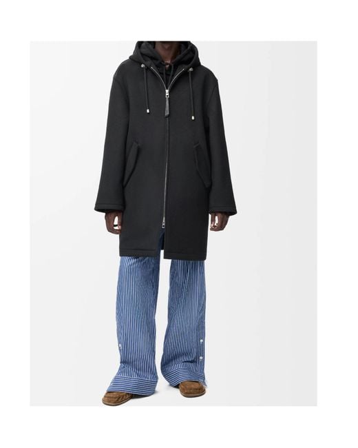 Loewe Black Hooded Coat for men