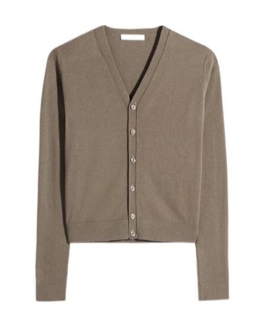 Lemaire Brown Buttoned V-Neck Cardigan