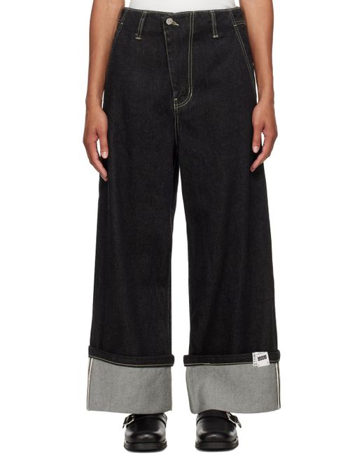 Adererror Black Logo Belt Ring Jeans Pants for men