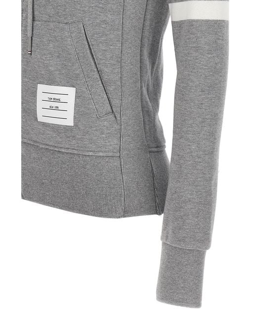 Thom Browne Gray 4-Bar Zip-Up Hoodie