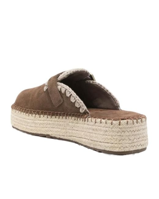 Mou Brown Round-Toe Mules