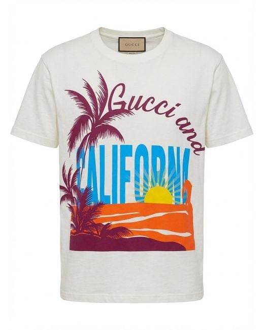 Gucci Gray Graphic-Print Cotton T-Shirt