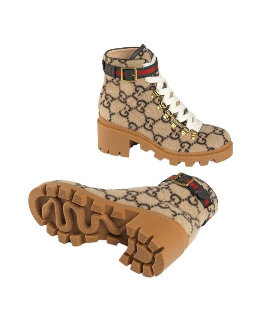 Gucci Brown Gg Wool Ankle Boot
