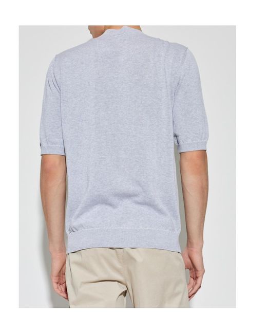 Eleventy Blue Short-Sleeved Crewneck Knitted Jumper for men