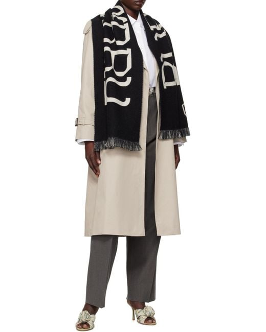 Burberry Black Logo Jacquard Frayed-Edge Scarf for men