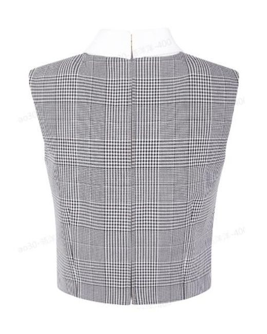 Self-Portrait Gray Checked Cropped Vest