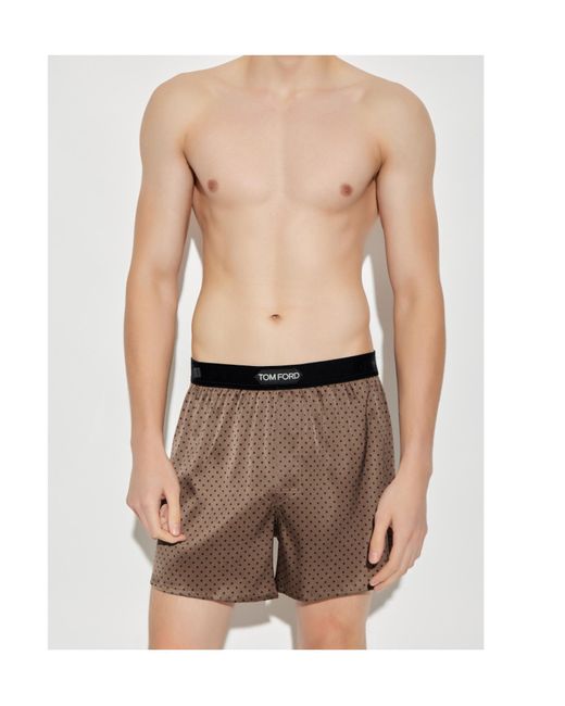 Tom Ford Brown Polka-Dot Pattern Silk Boxers for men