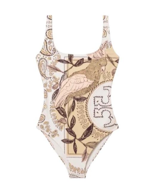 Tory Burch Natural Printed Swimsuit