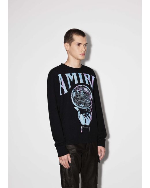 Amiri Black Logo-Print Crew Neck Jumper for men