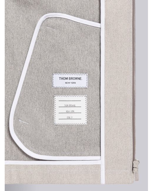 Thom Browne White 4-Bar Stripe Detailed Zipped Jacket for men