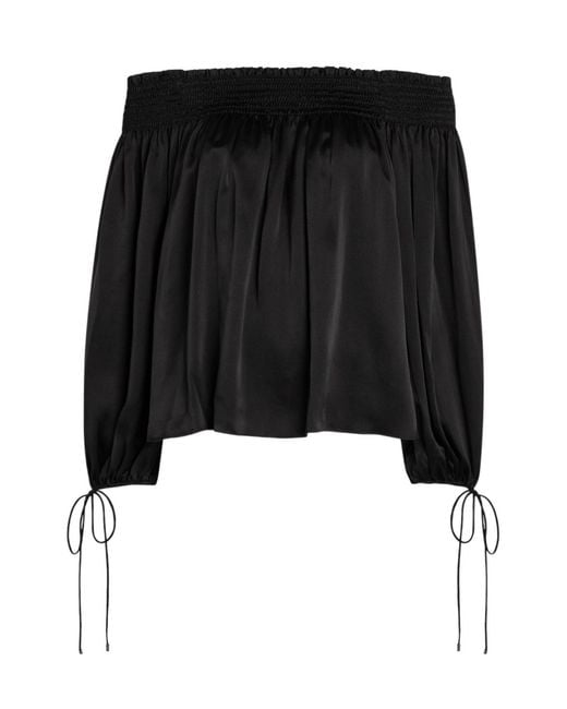 Chloé Black Off-The-Shoulder Silk Top