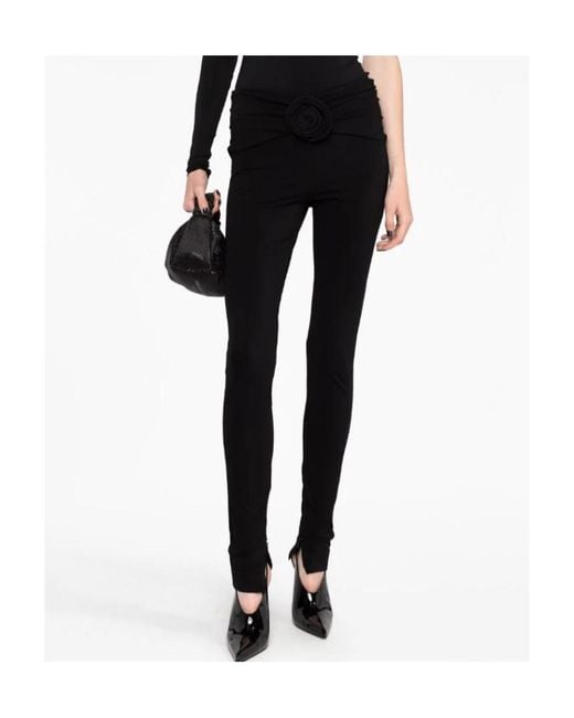 Magda Butrym Black Flower Embellished Skinny Leggings