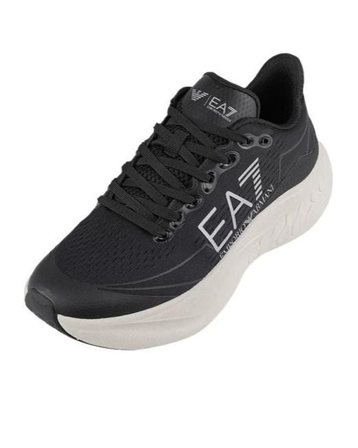 EA7 Black Round-Toe Low-Top Sneakers for men