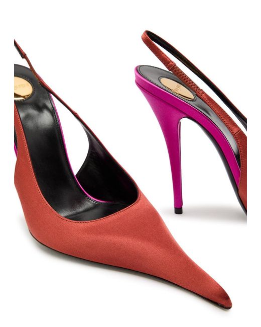 Saint Laurent Pink Deroche 110 Satin Slingback Pumps