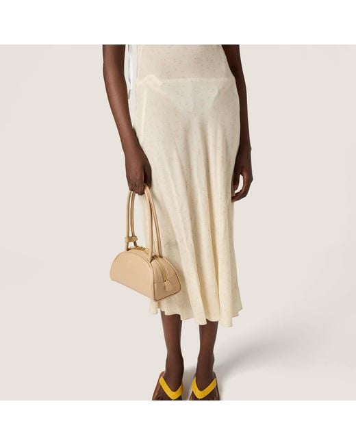 Miu Miu Natural Embroidered Marocain Midi Dress