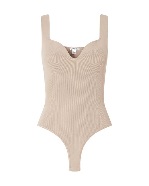 Alaïa Natural Ribbed Knit Bodysuit
