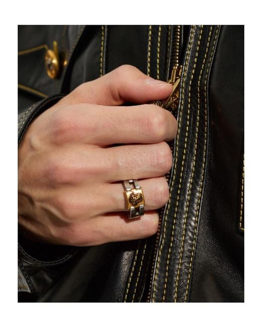 Versace White Medusa Link Ring for men