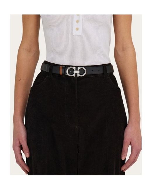 Ferragamo White Ferragamo Gancini Reversible Buckle Belt