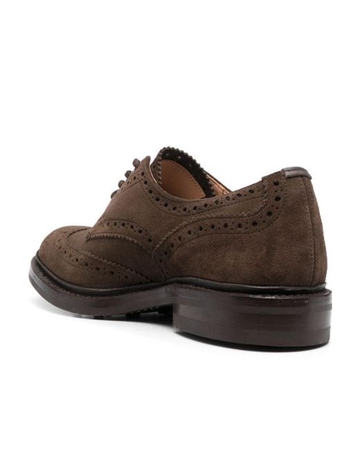 Tricker's Brown Brogue-Detail Suede Brogues for men