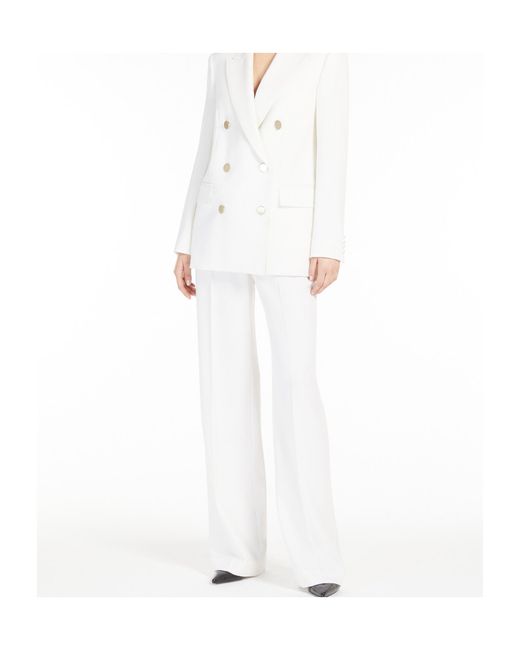 Max Mara White Studio Pleat Detailed Straight Leg Trousers