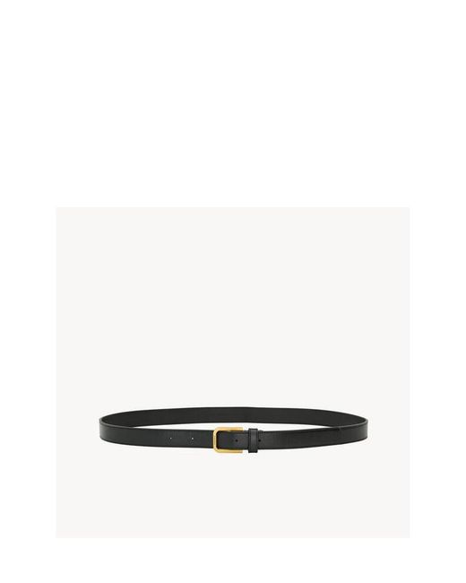 Saint Laurent White Minimal Logo Engraved Belt for men