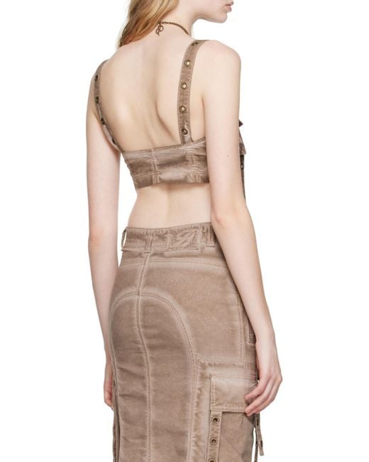 Blumarine Pink Cargo-Style Eyelet Detailed Cropped Top