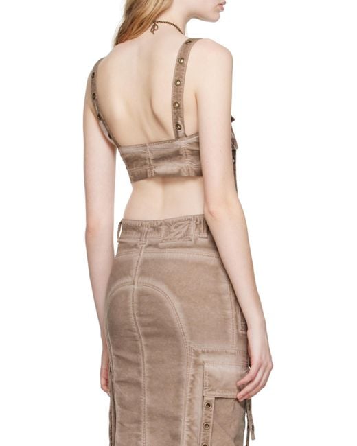 Blumarine Pink Cargo-Style Eyelet Detailed Cropped Top