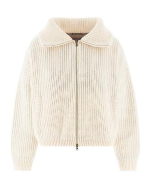 Herno Natural Wool Zipped Cardigan