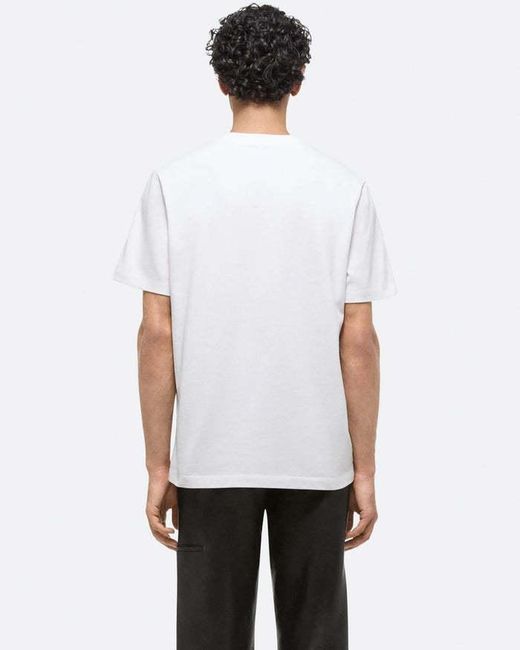 Helmut Lang White Logo Embroidered Crewneck T-Shirt for men