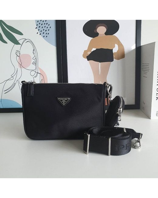 Prada Black Saffiano-Leather Shoulder Bag for men