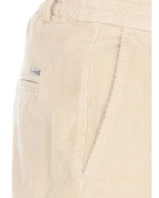 Peserico Natural Drawstring-Waist Corduroy Trousers for men