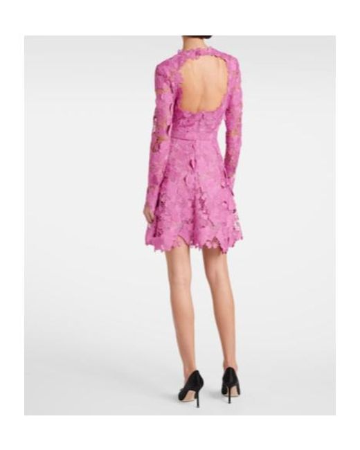 Oscar de la Renta Pink Floral Lace Minidress