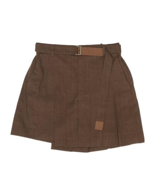 Sacai Brown Pleated Shorts