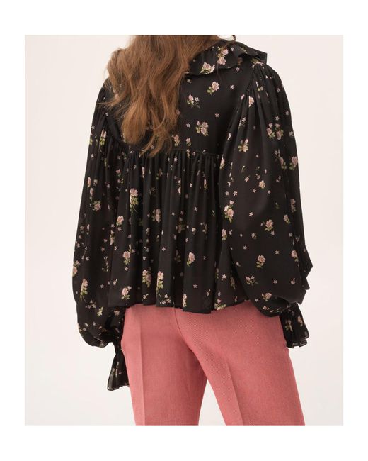 Chloé Black Chloé Maxi Gathered Ruffle Top