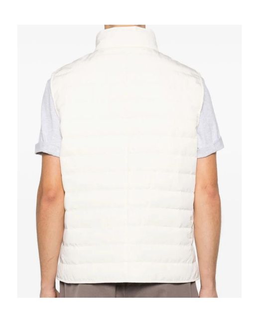 Brunello Cucinelli White Zip-Pocket Gilet for men