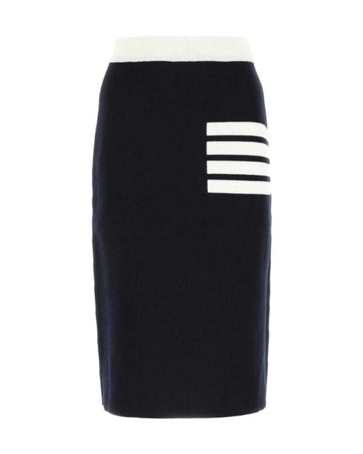 Thom Browne Black 4-Bar Knitted Midi Skirt