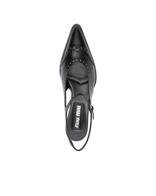 Miu Miu Black Pointed-Toe Slingback Pumps