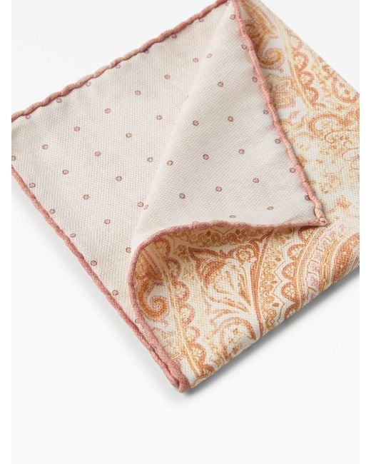 Brunello Cucinelli Natural Double Face Pocket Square for men