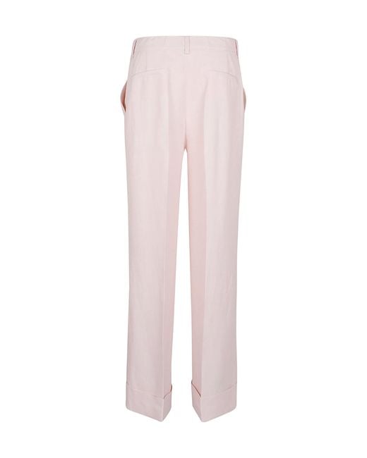 P.A.R.O.S.H. Pink Mid-Waist Wide-Leg Trousers