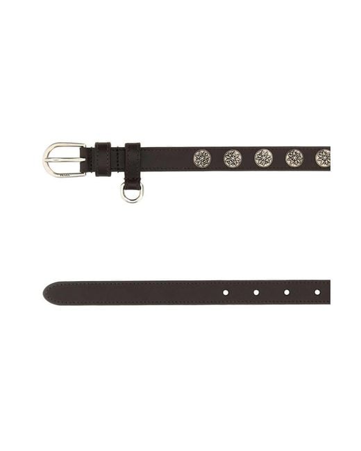 Prada White Stud-Embellished Buckle Belt